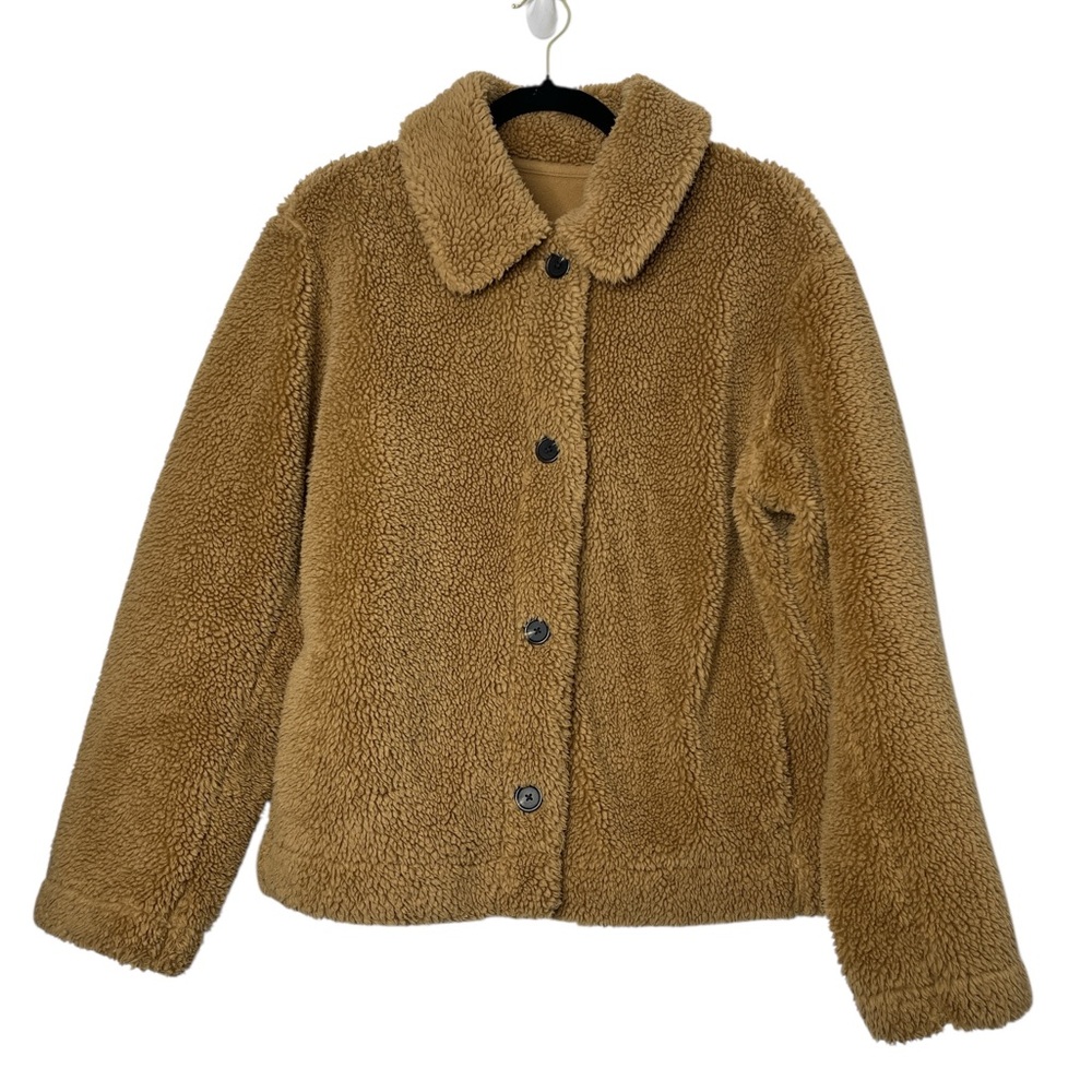 Uniqlo Tan Brown Teddy Bear Sherpa Jacket Sz Medium